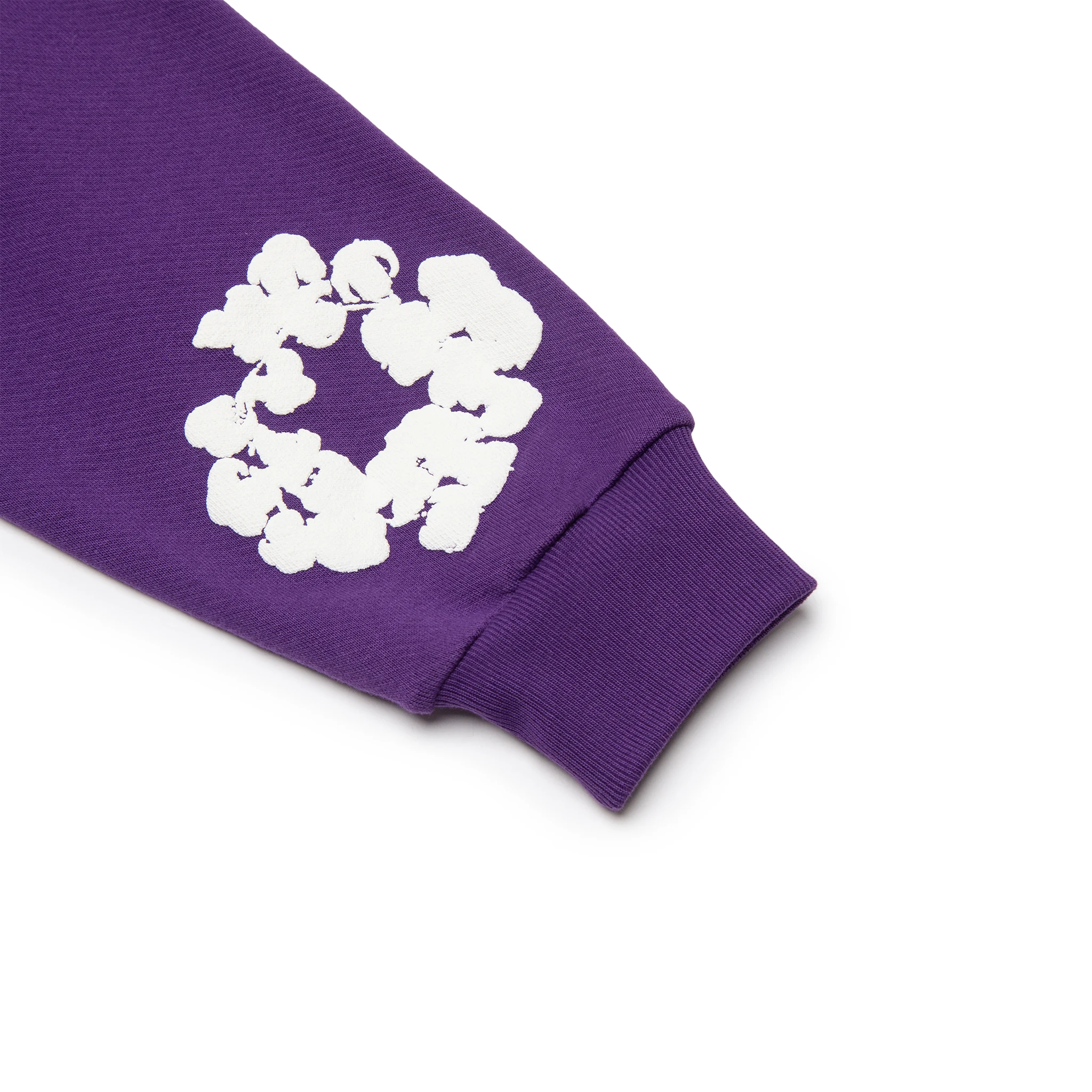 Sleeve view of Denim Tears The Cotton Wreath Purple Hoodie